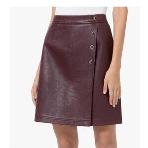 Faux Leather Skirt High Waisted, Pleather A Line Knee Length Wrap Skirt, SM
